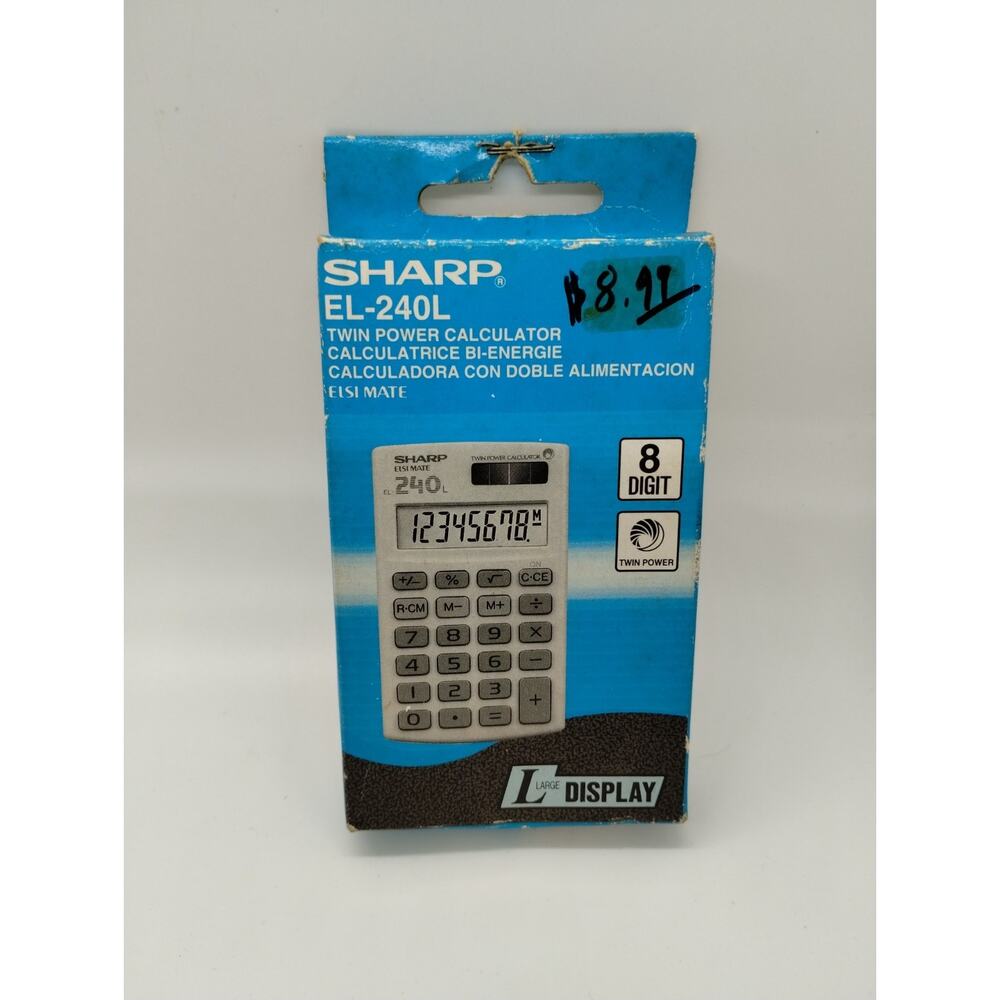Sharp EL-240L Twin Power Electronic Handheld Calculator Large Display